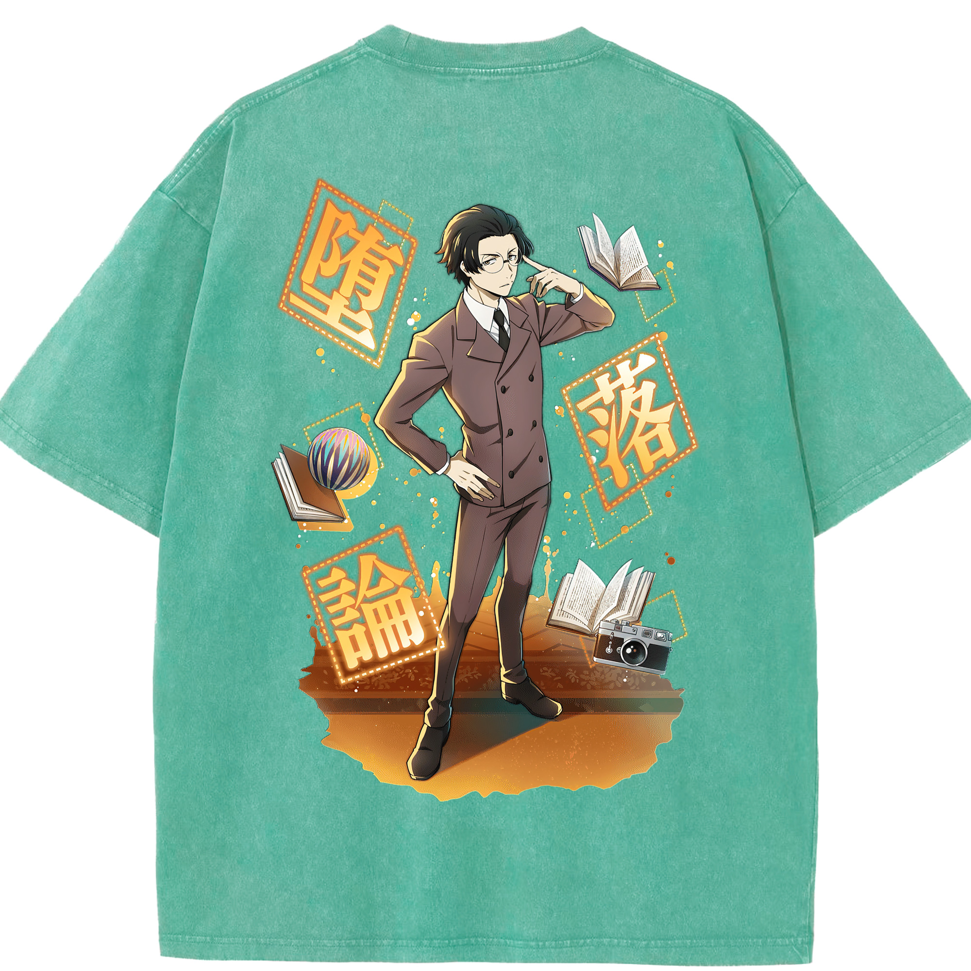 （画像用） 文豪ストレイドッグス Bungo Stray Dogs 綿100% ヴィンテージ風 半袖Tシャツ（背面プリント）